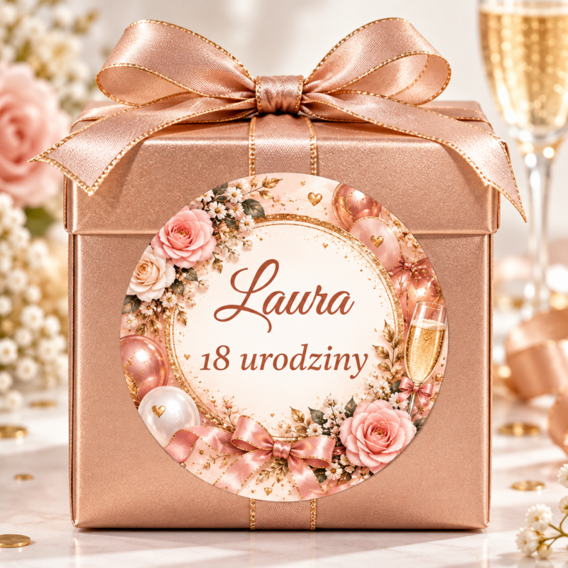 naklejki urodzinowe personalizowane różowe złoto