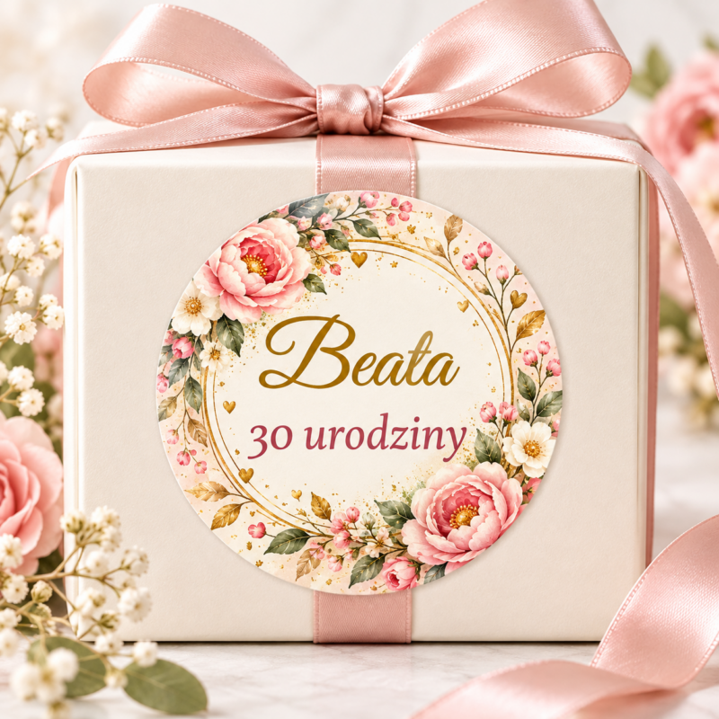 naklejki urodzinowe personalizowane eleganckie kwiaty