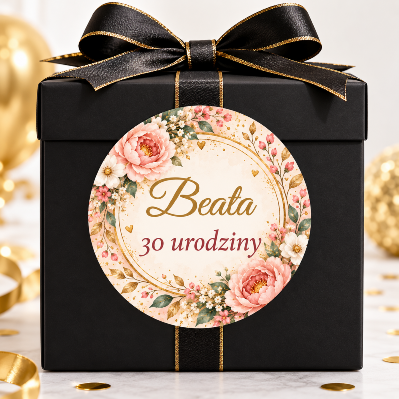 naklejki urodzinowe personalizowane czarno-złota elegancja
