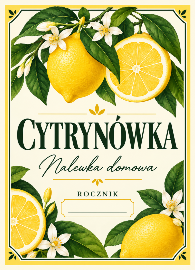 Etykiety na nalewkę – Cytrynówka