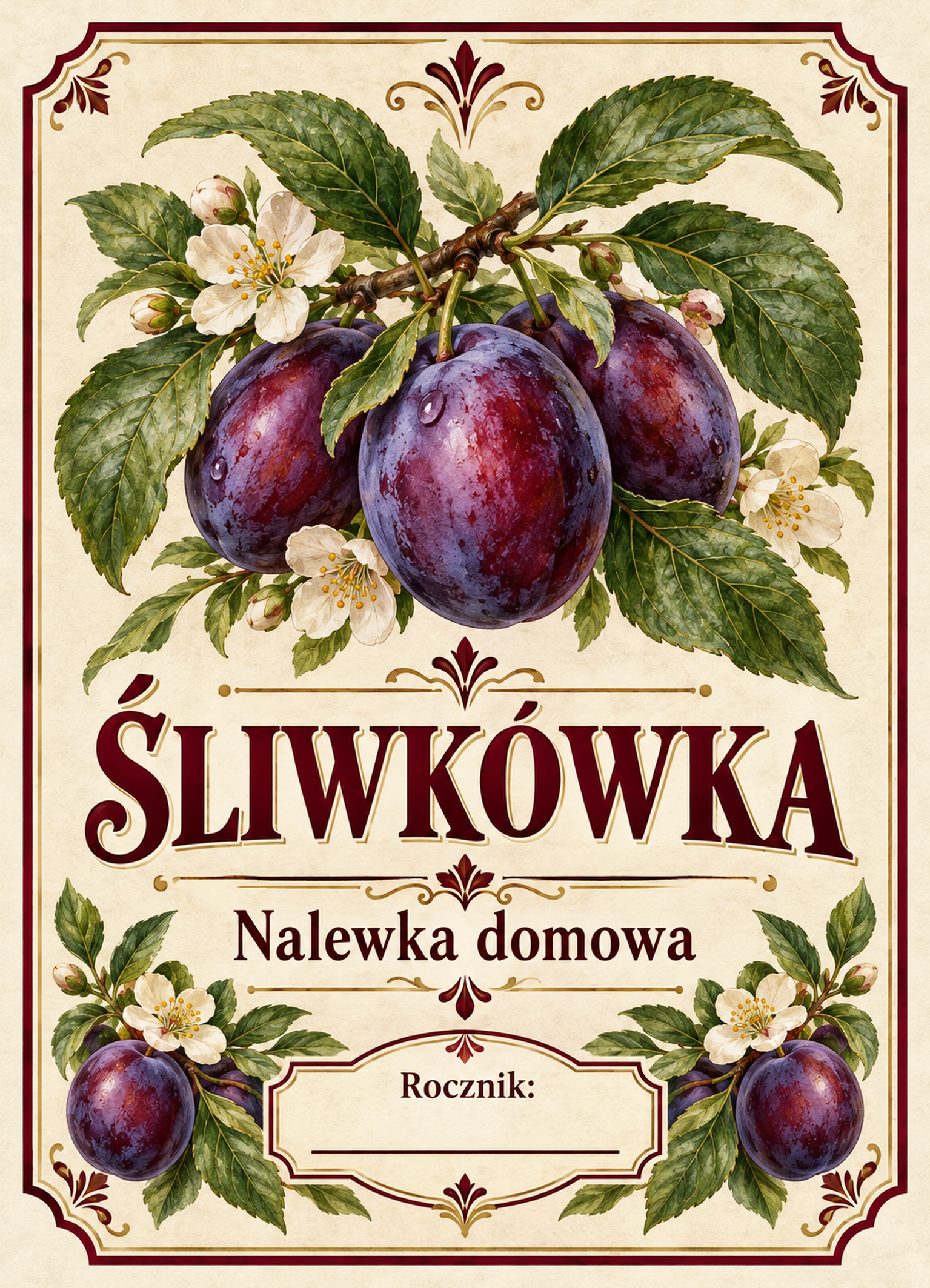 Etykiety na nalewkę – Śliwkówka