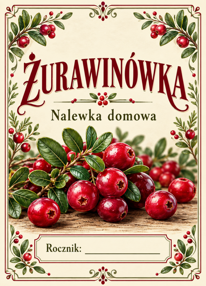 Etykiety na nalewkę – Żurawinówka