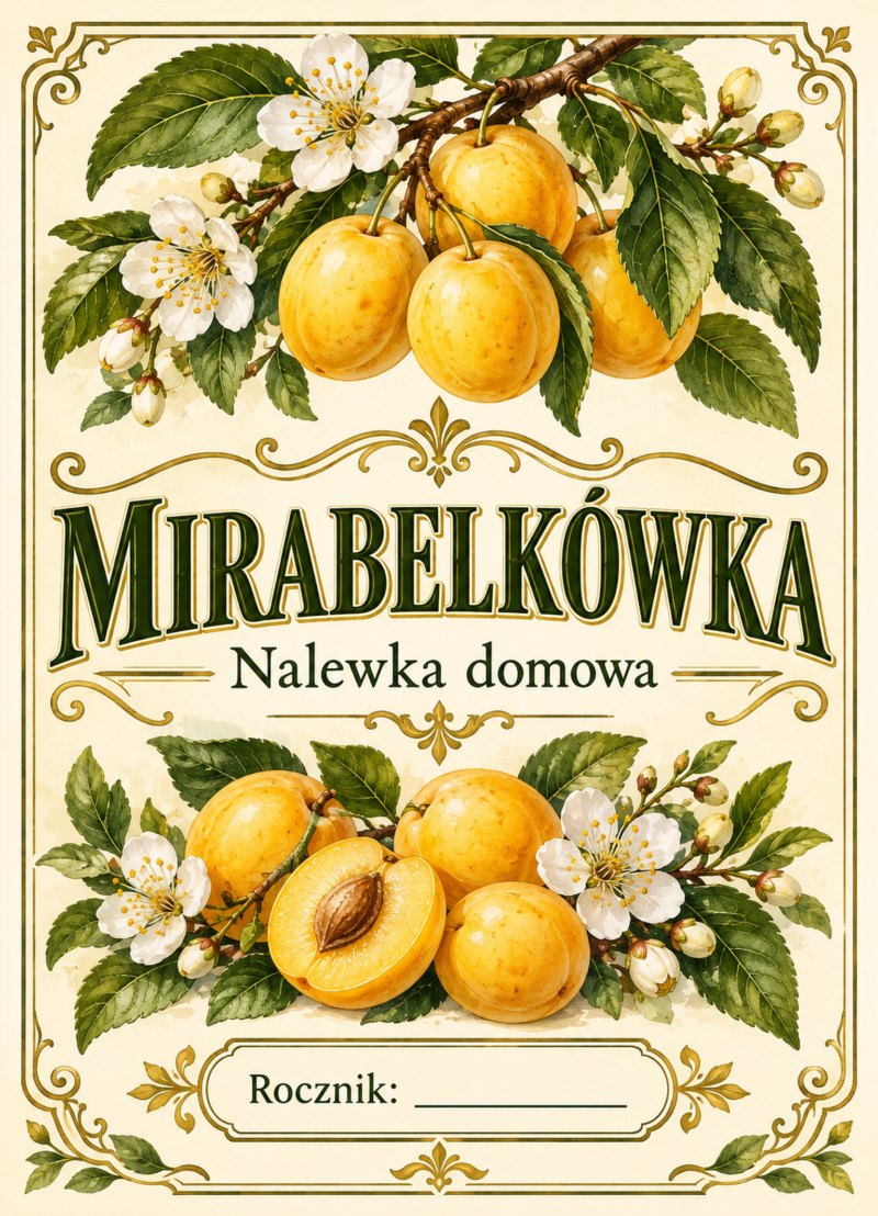 Etykiety na nalewkę – Mirabelkówka