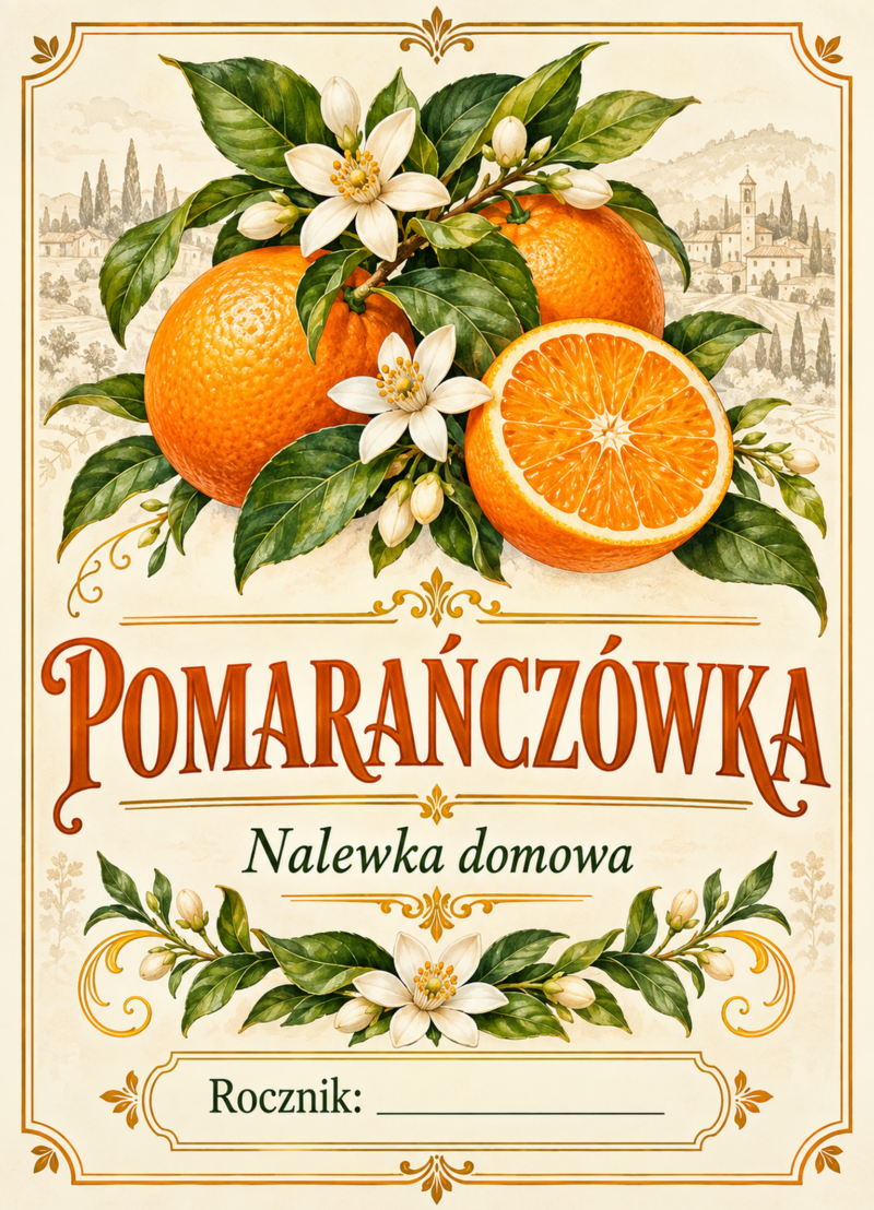 Etykiety na nalewkę – Pomarańczówka