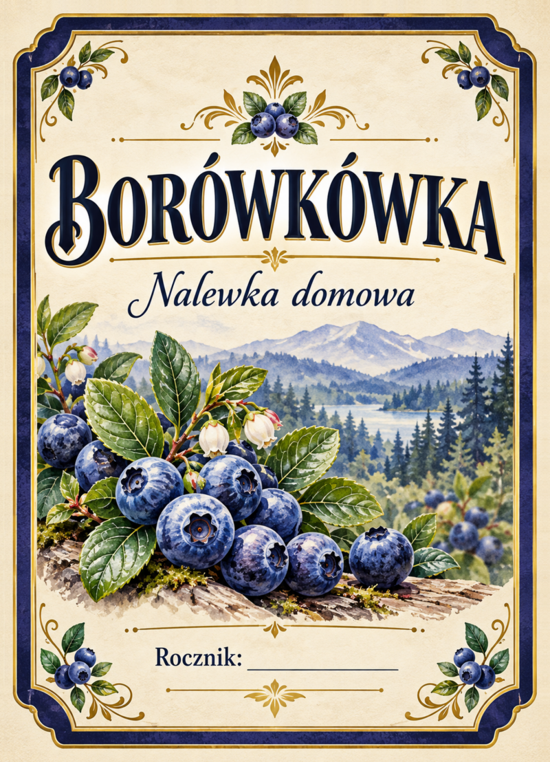 Etykiety na nalewkę – Borówkówka