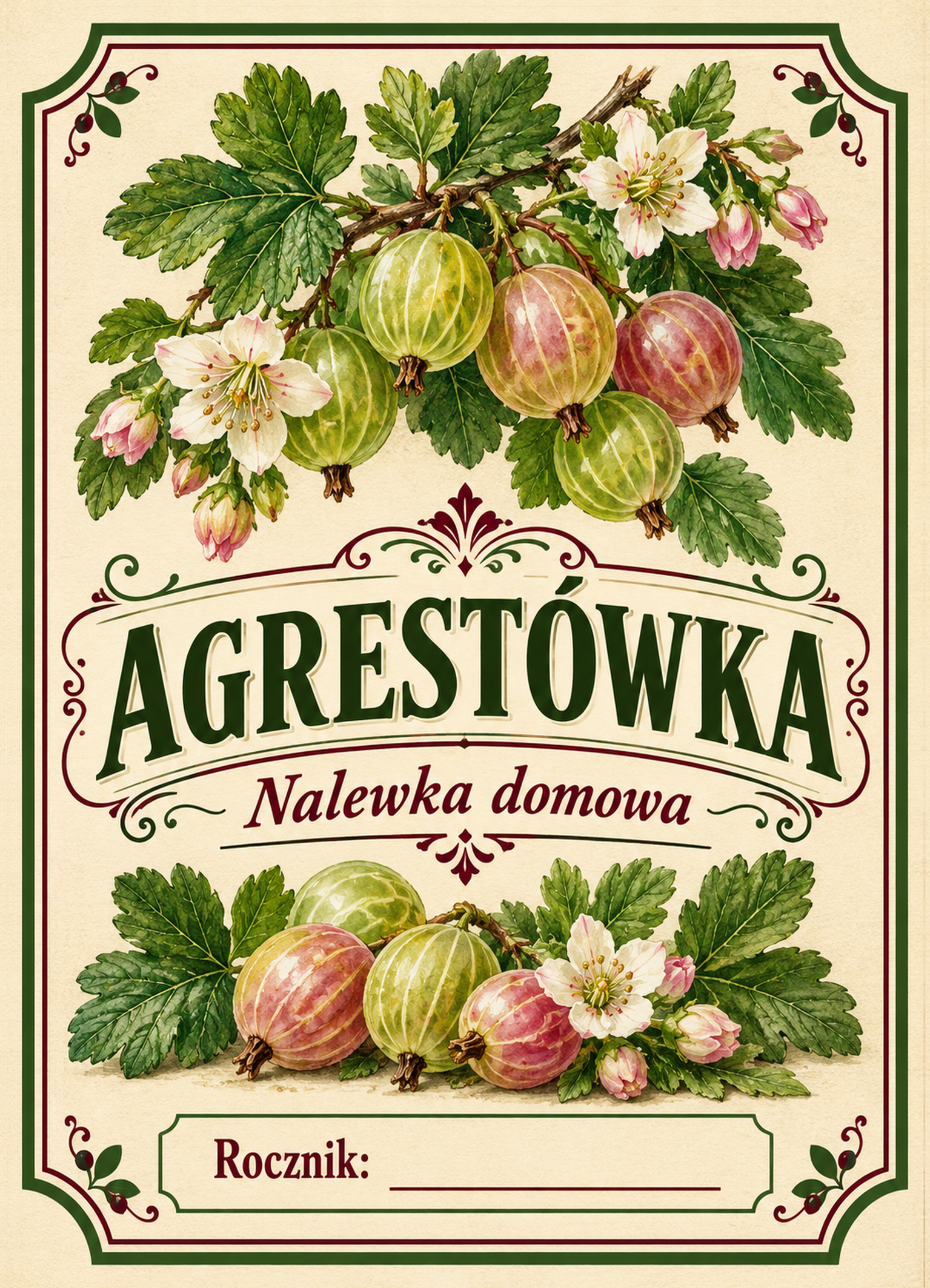 Etykiety na nalewkę – Agrestówka