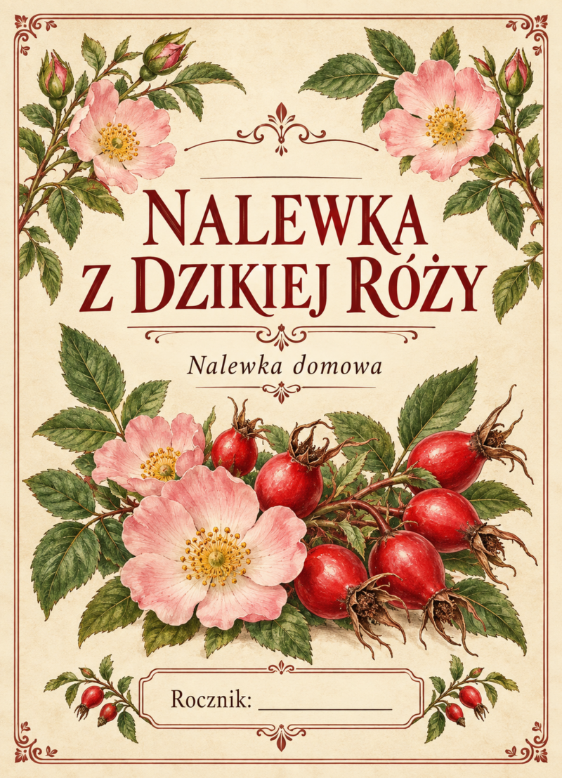 Etykiety na nalewkę – Nalewka z dzikiej róży