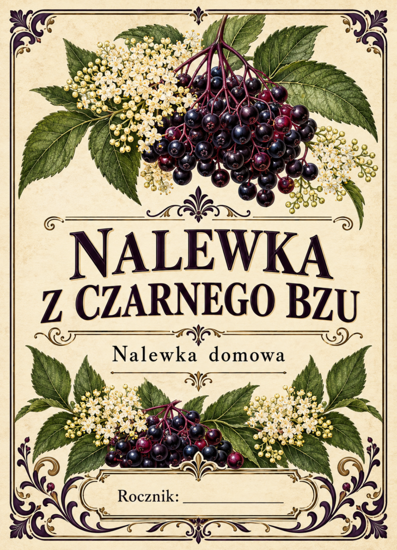 Etykiety na nalewkę – Nalewka z czarnego bzu