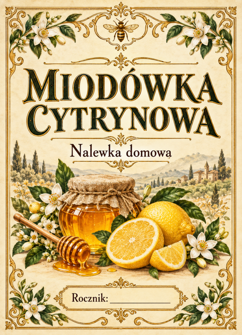Etykiety na nalewkę – Miodówka cytrynowa