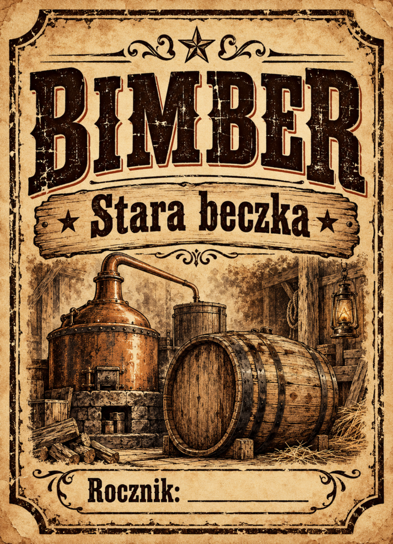 Etykiety na bimber – Bimber – Stara beczka