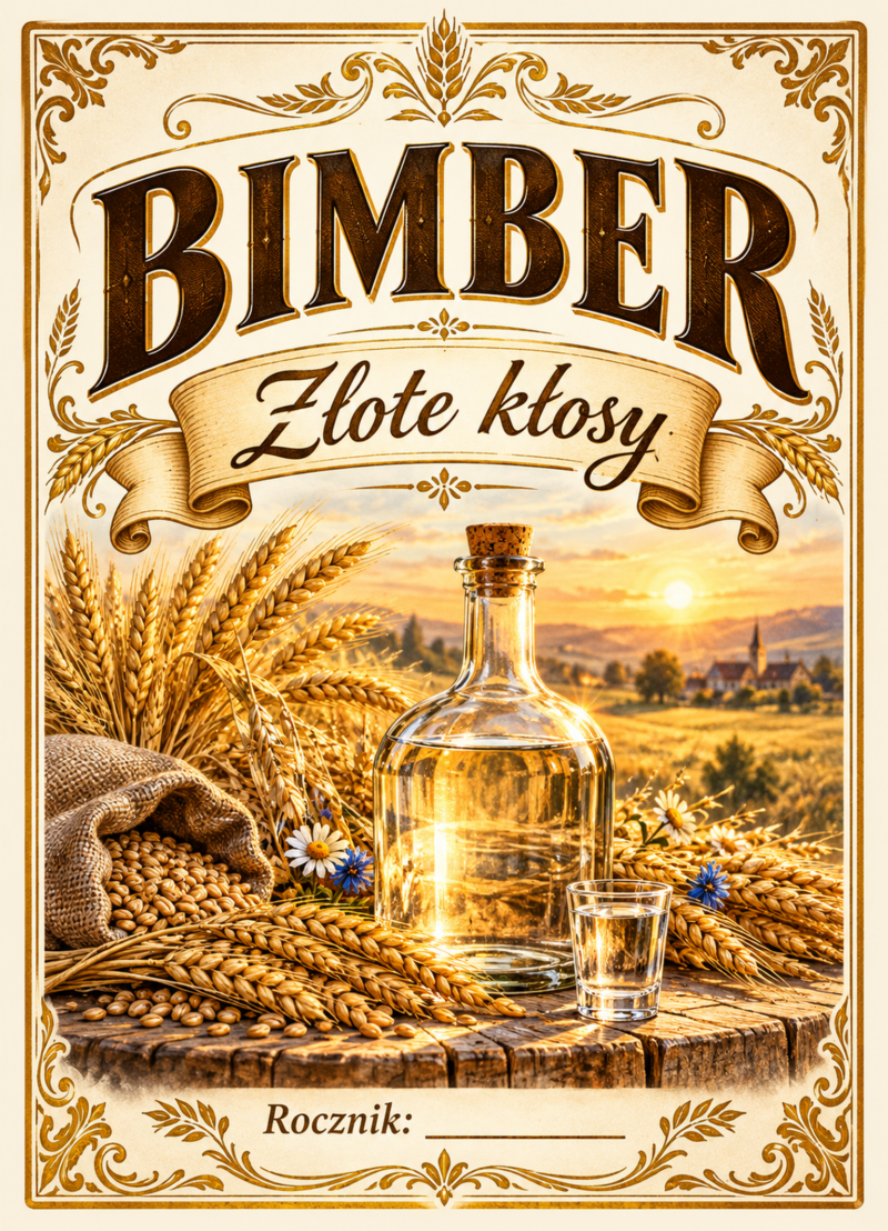 Etykiety na bimber – Bimber – Złote kłosy