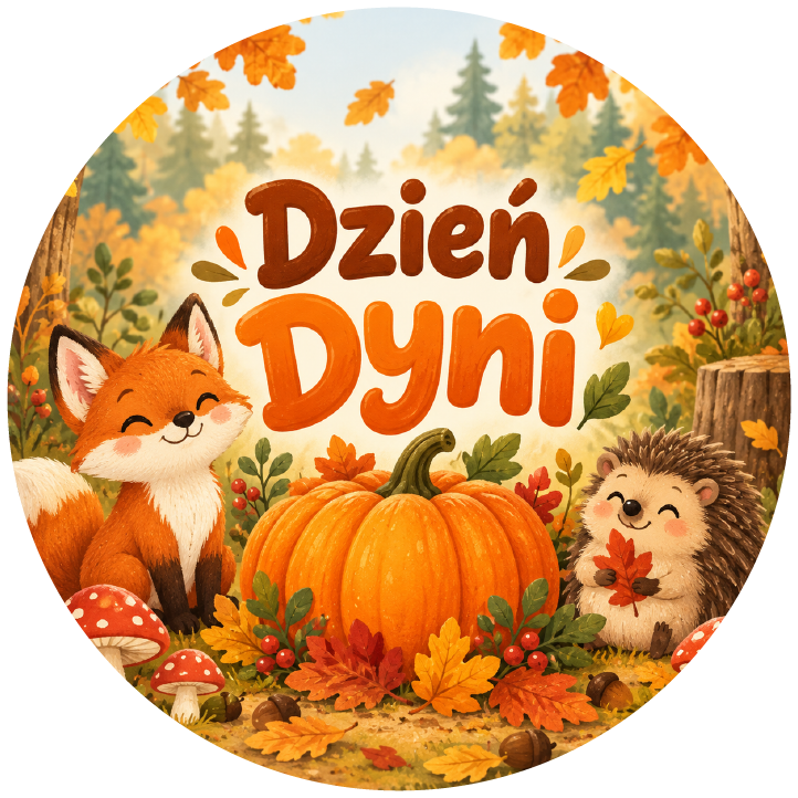 naklejki na Dzień Dyni lisek jeżyk i dynia