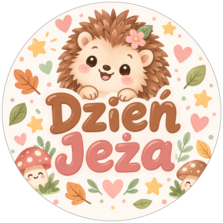 naklejki na Dzień Jeża słodki jeż z kwiatkiem