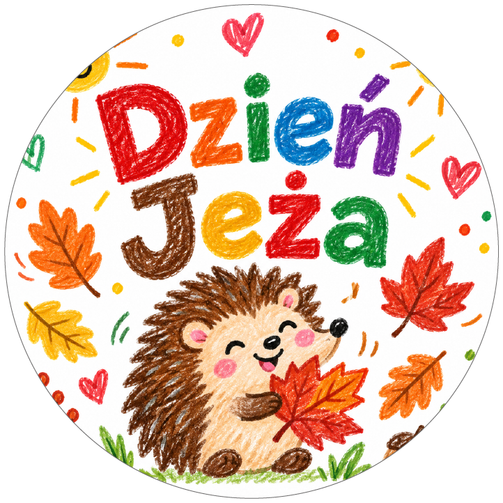 naklejki na Dzień Jeża jeż w stylu kredkowym
