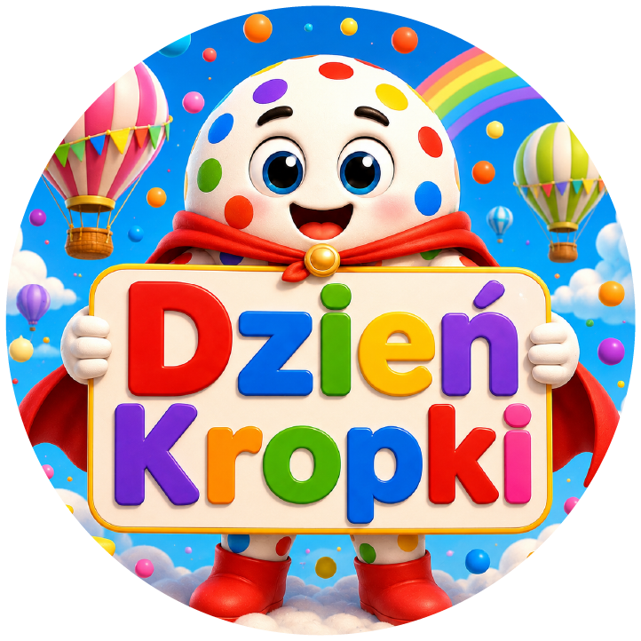 naklejki na Dzień Kropki z tęczą i balonami
