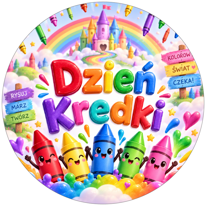 naklejki na Dzień Kredki kolorowa kraina kredek