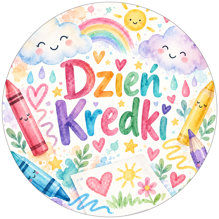naklejki na Dzień Kredki akwarelowa tęcza