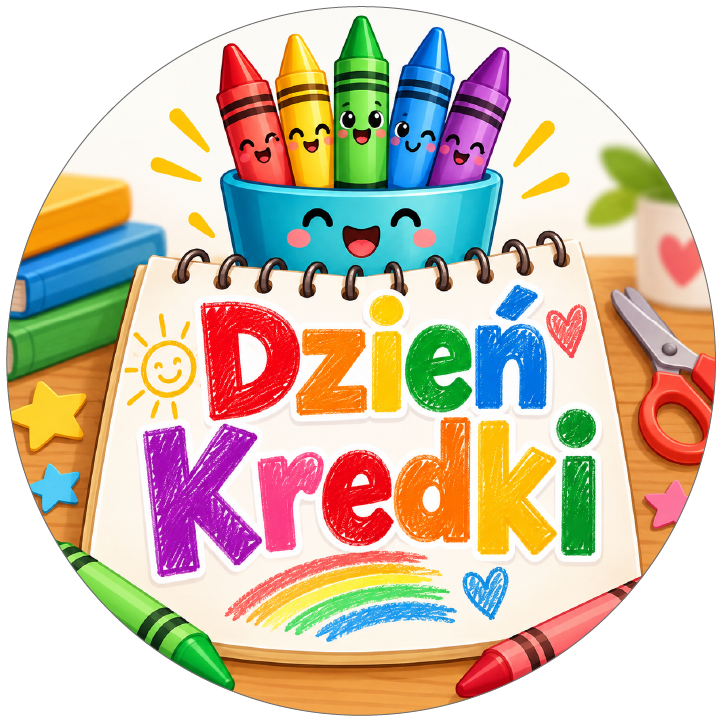naklejki na Dzień Kredki kredki na biurku