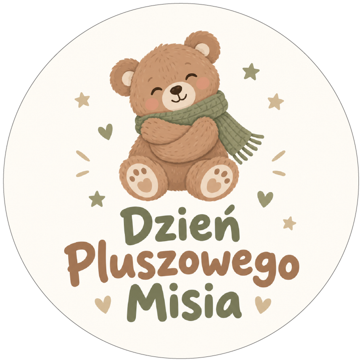 naklejki na Dzień Pluszowego Misia miś w szaliku