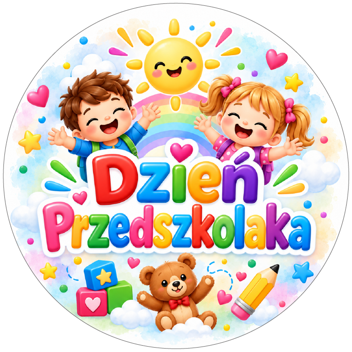 naklejki na Dzień Przedszkolaka dzieci i tęcza