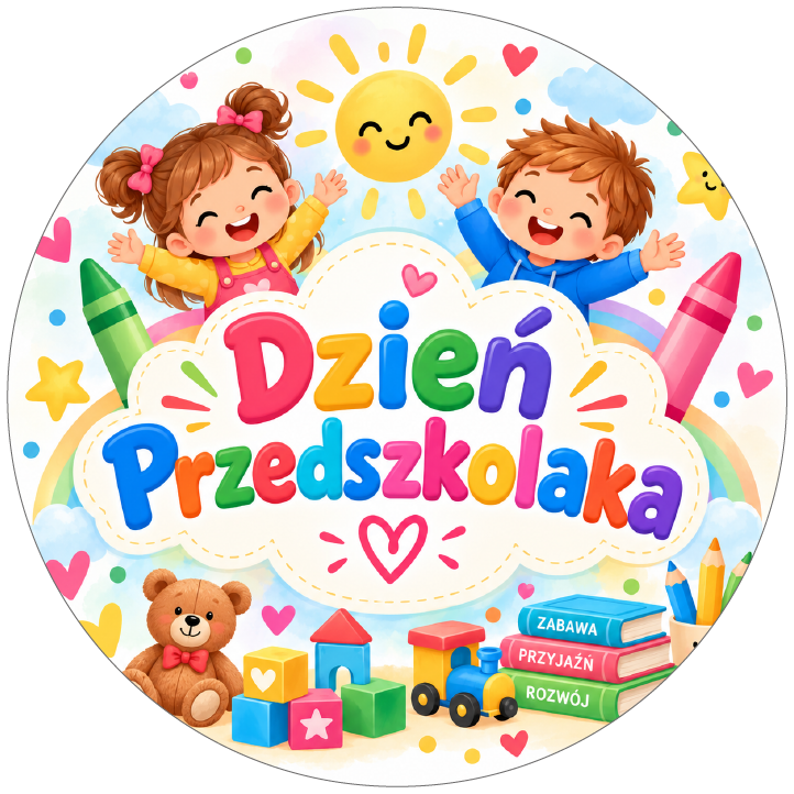 naklejki na Dzień Przedszkolaka radosne dzieci i zabawki