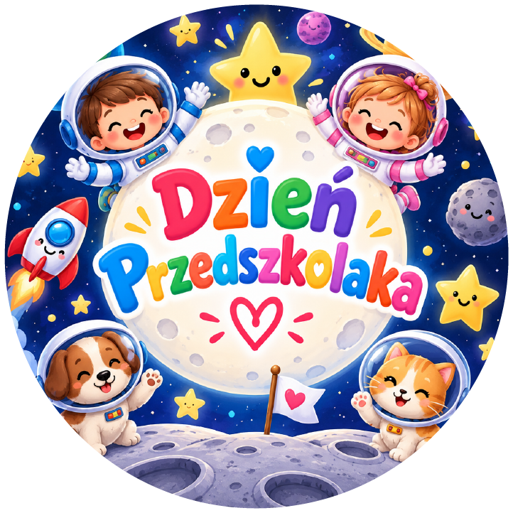 naklejki na Dzień Przedszkolaka mali astronauci i kosmos