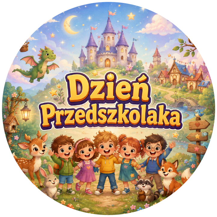 naklejki na Dzień Przedszkolaka bajkowy zamek i smok