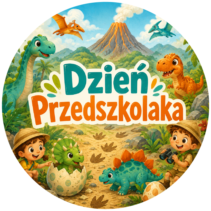 naklejki na Dzień Przedszkolaka dinozaury i mali odkrywcy