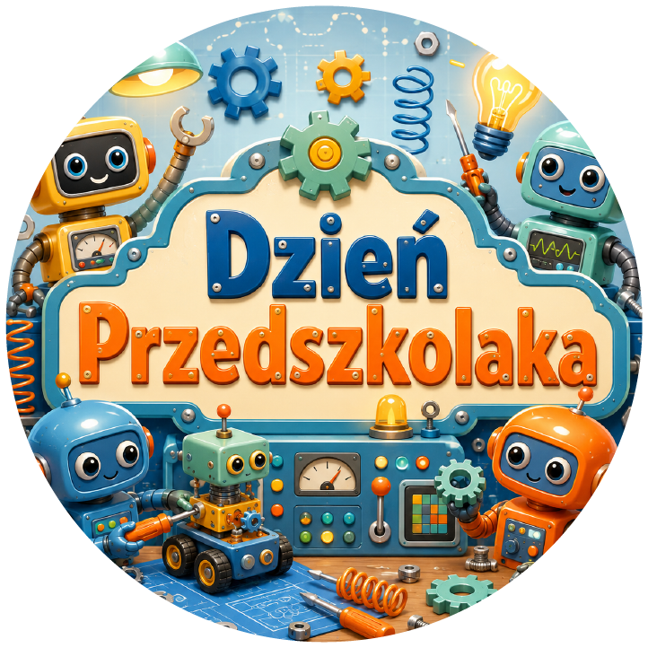 naklejki na Dzień Przedszkolaka roboty i trybiki