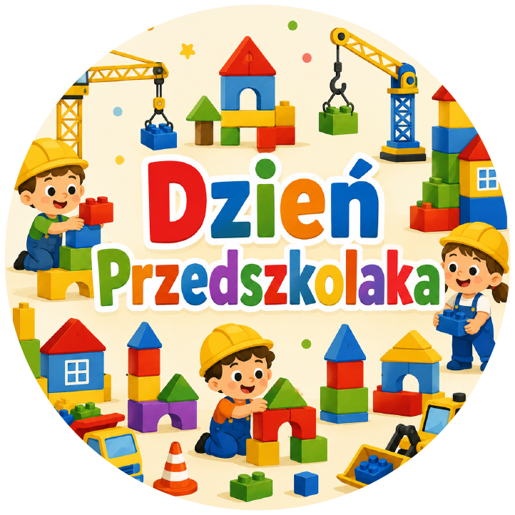 naklejki na Dzień Przedszkolaka klocki i mali budowniczowie
