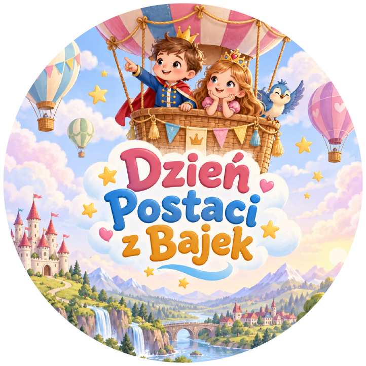 naklejki na Dzień Postaci z Bajek podróż balonem