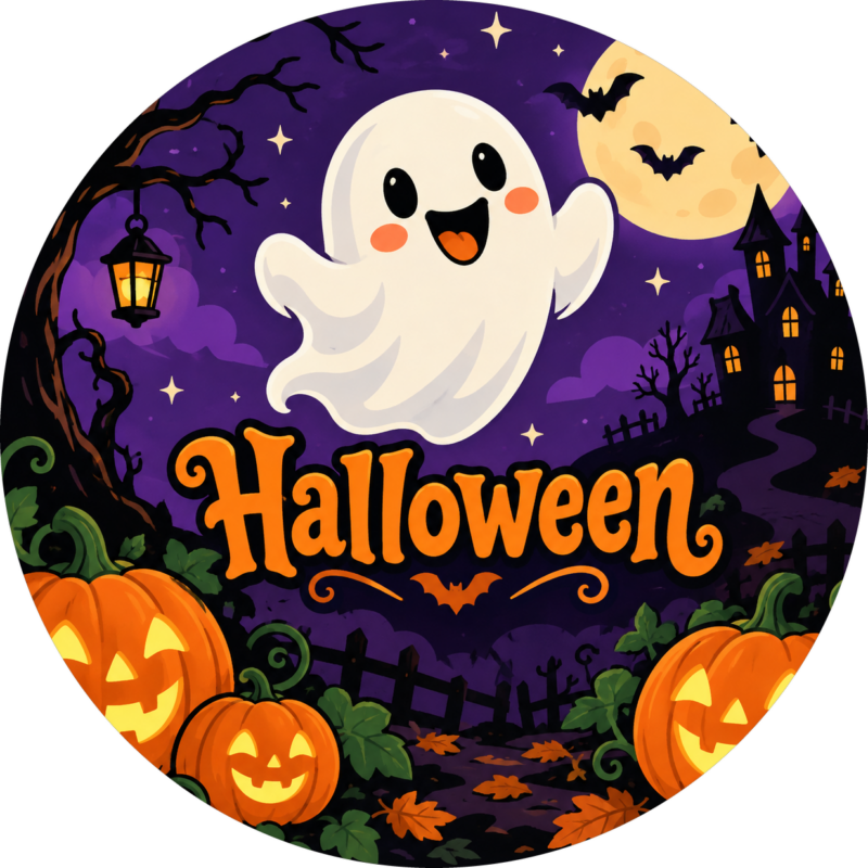 Naklejki na Halloween uśmiechnięty duszek