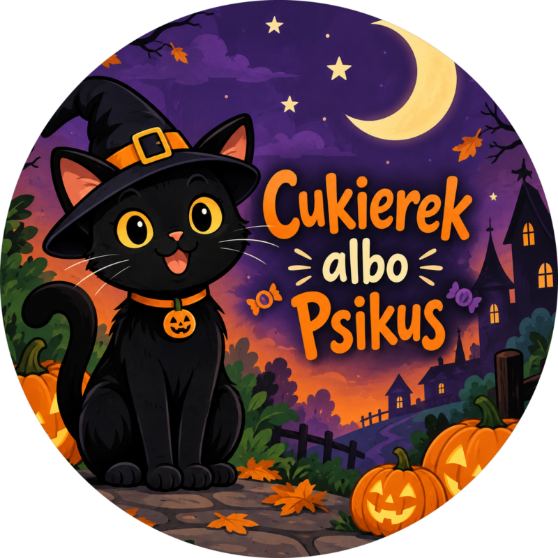 Naklejki na Halloween czarny kot czarownicy