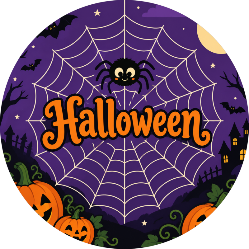 Naklejki na Halloween pajęczyna z pająkiem