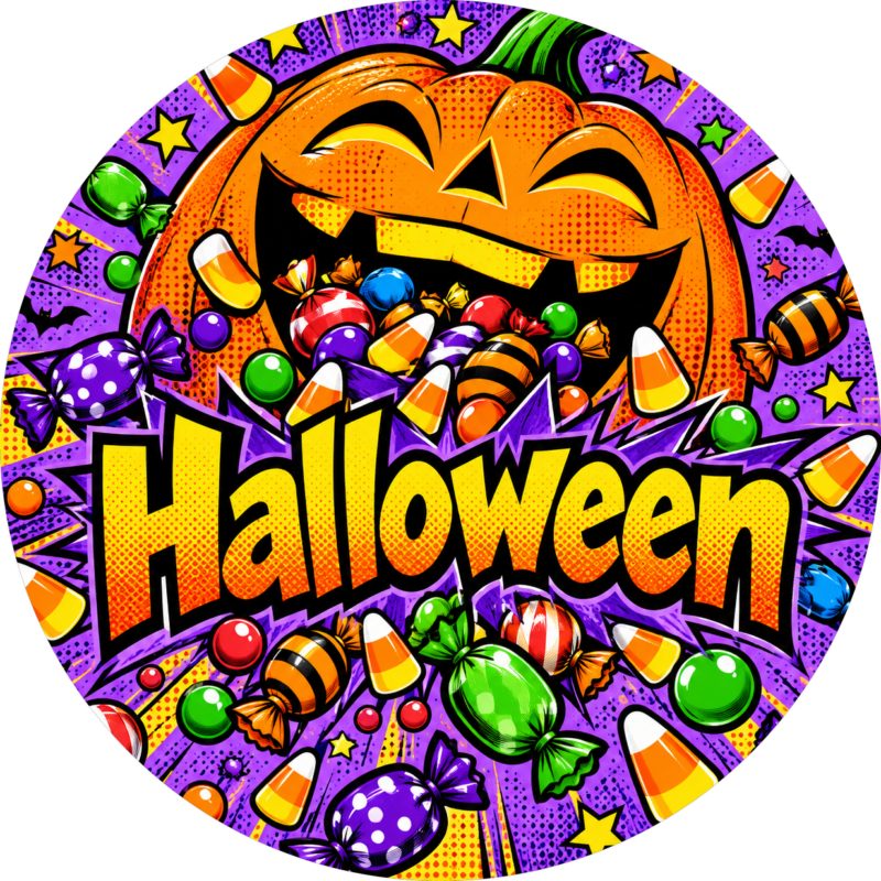 Naklejki na Halloween pop-art dynia