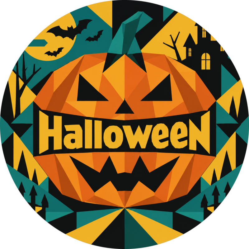 Naklejki na Halloween geometryczna dynia