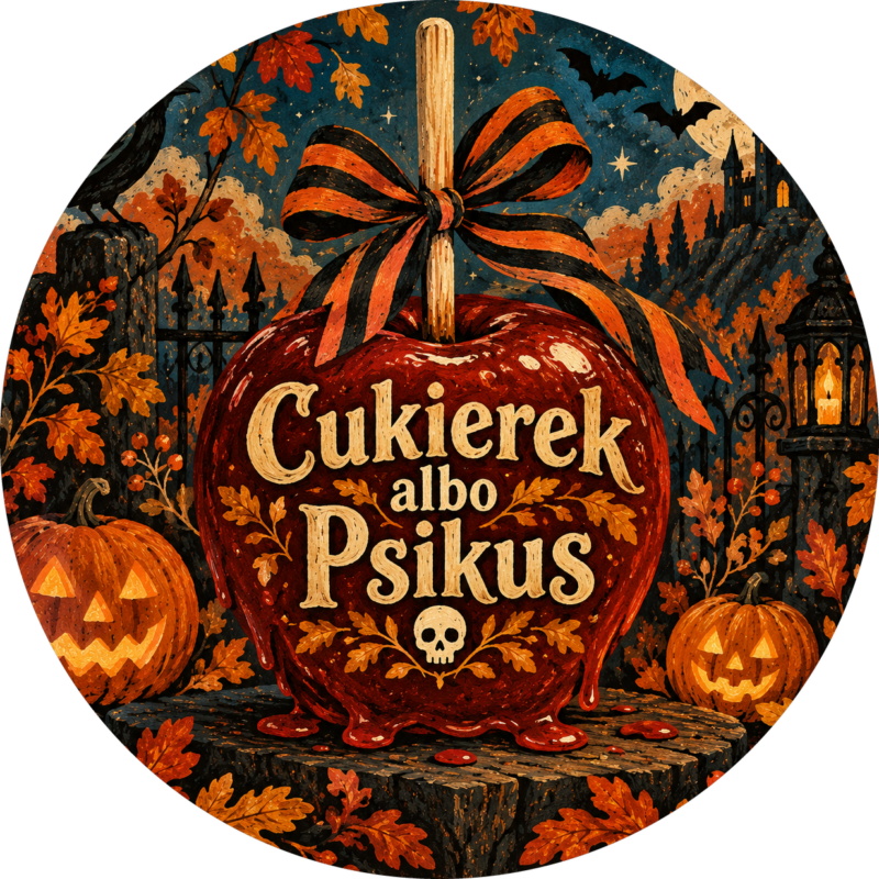 Naklejki na Halloween jabłko w karmelu