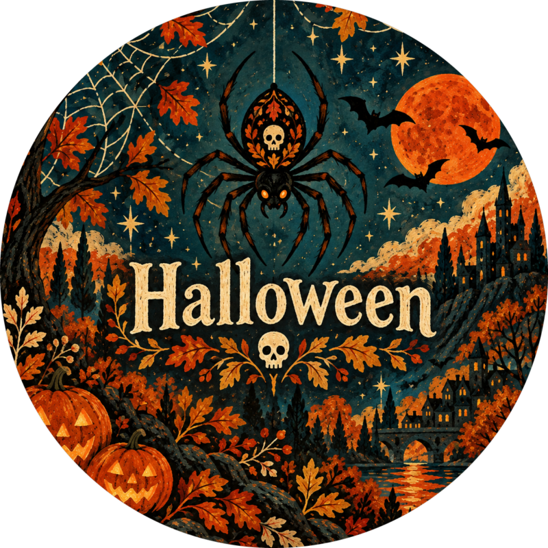Naklejki na Halloween pająk pod gwiazdami