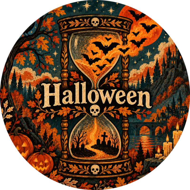 Naklejki na Halloween klepsydra z nietoperzami