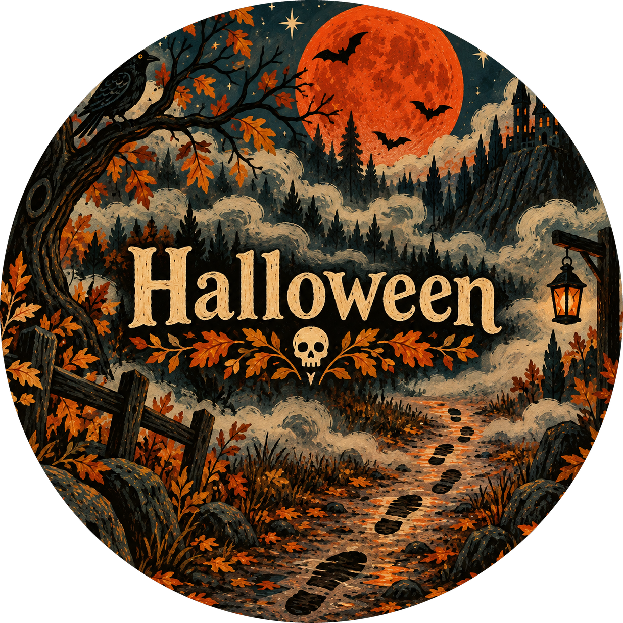 Naklejki na Halloween tajemnicze ślady stóp