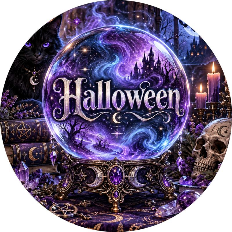 Naklejki na Halloween kryształowa kula wróżki