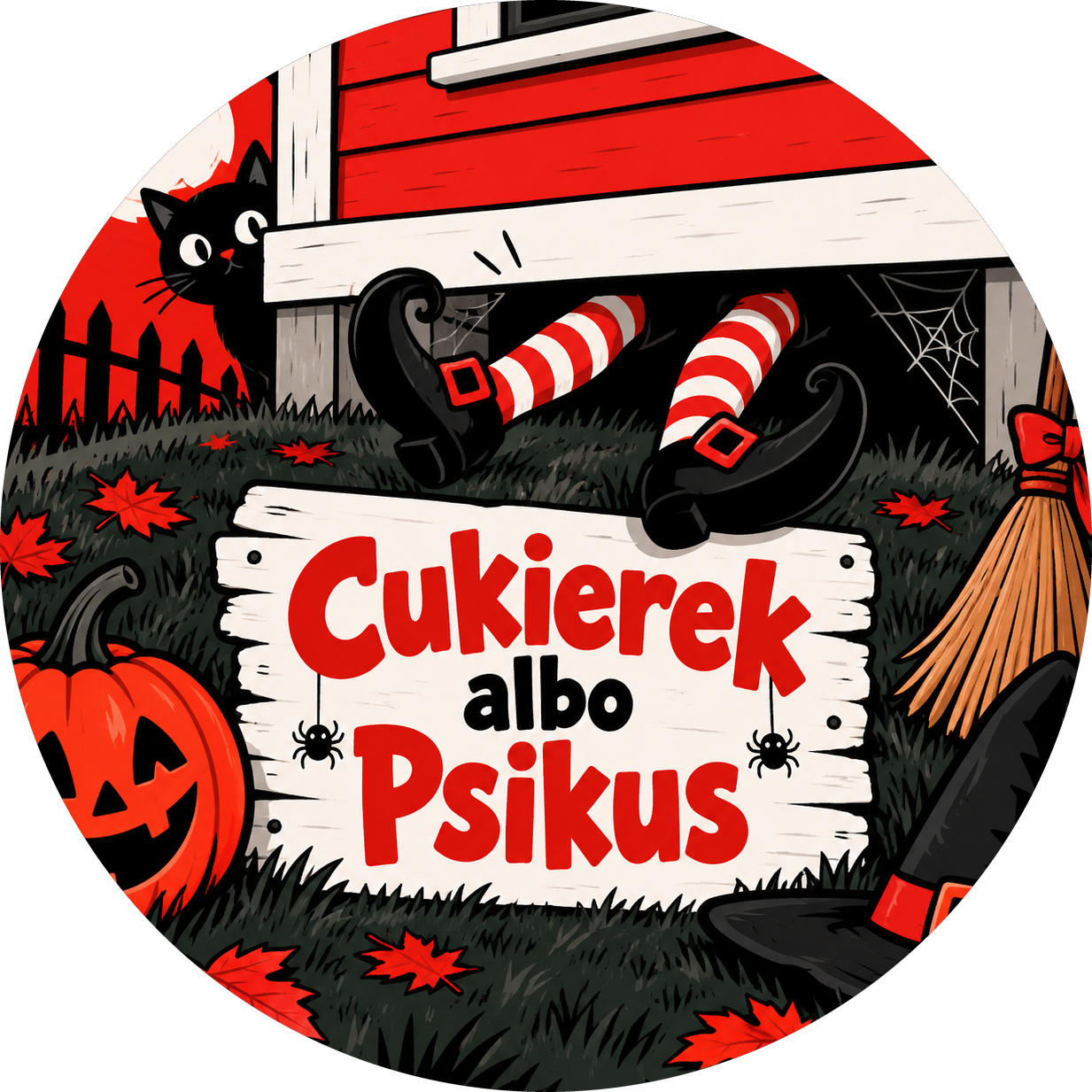 Naklejki na Halloween nogi czarownicy spod domku