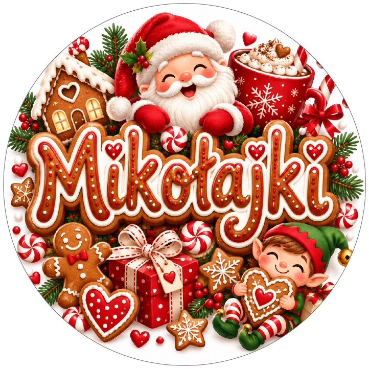 naklejki na Mikołajki piernikowa chatka
