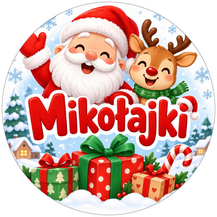 naklejki na Mikołajki mikołaj i renifer