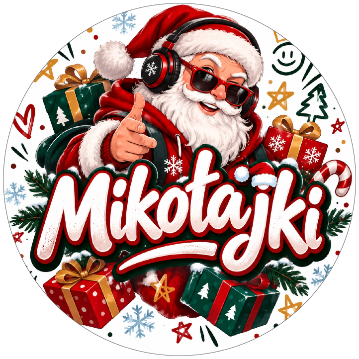 naklejki na Mikołajki modny mikołaj