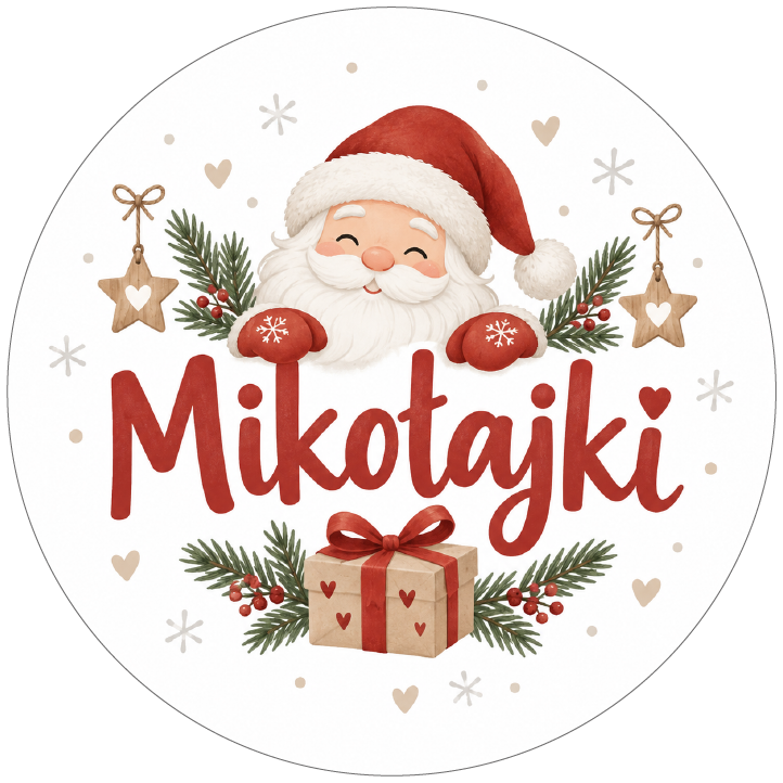 naklejki na Mikołajki przytulny mikołaj