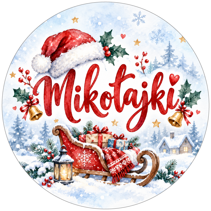 naklejki na Mikołajki sanie mikołaja
