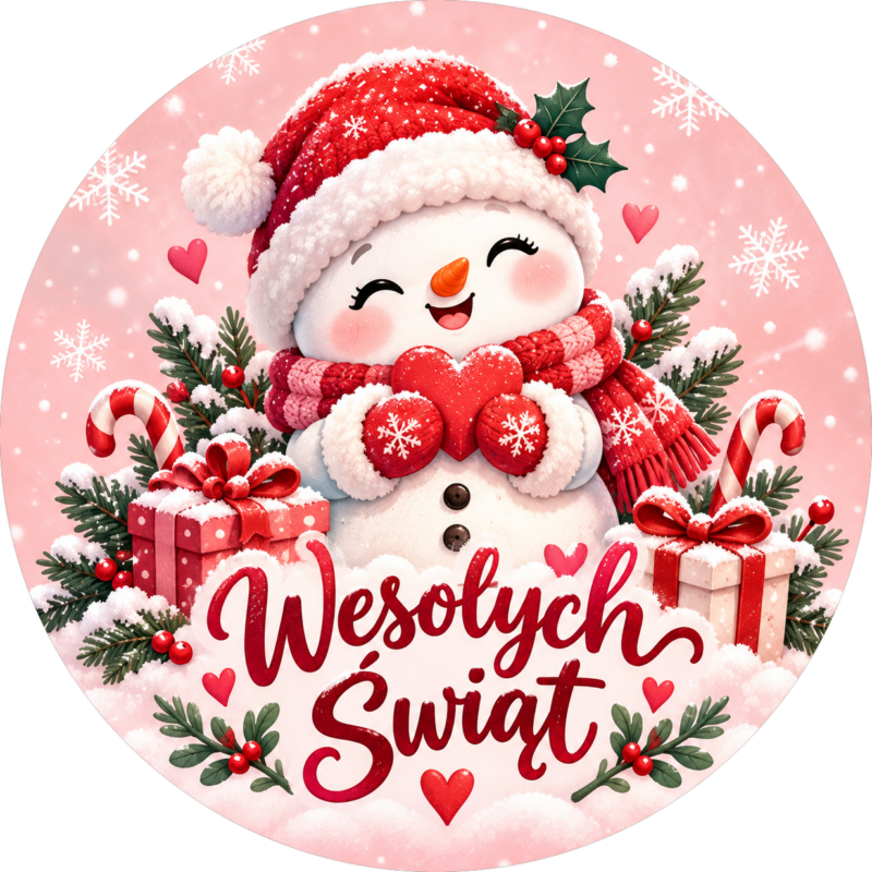 naklejki na boże narodzenie uroczy bałwanek w czapce mikołaja