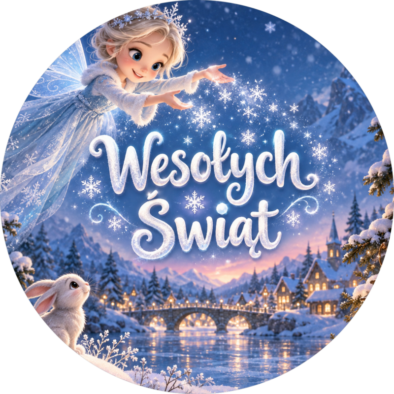 naklejki na boże narodzenie śnieżna wróżka zimy nocą