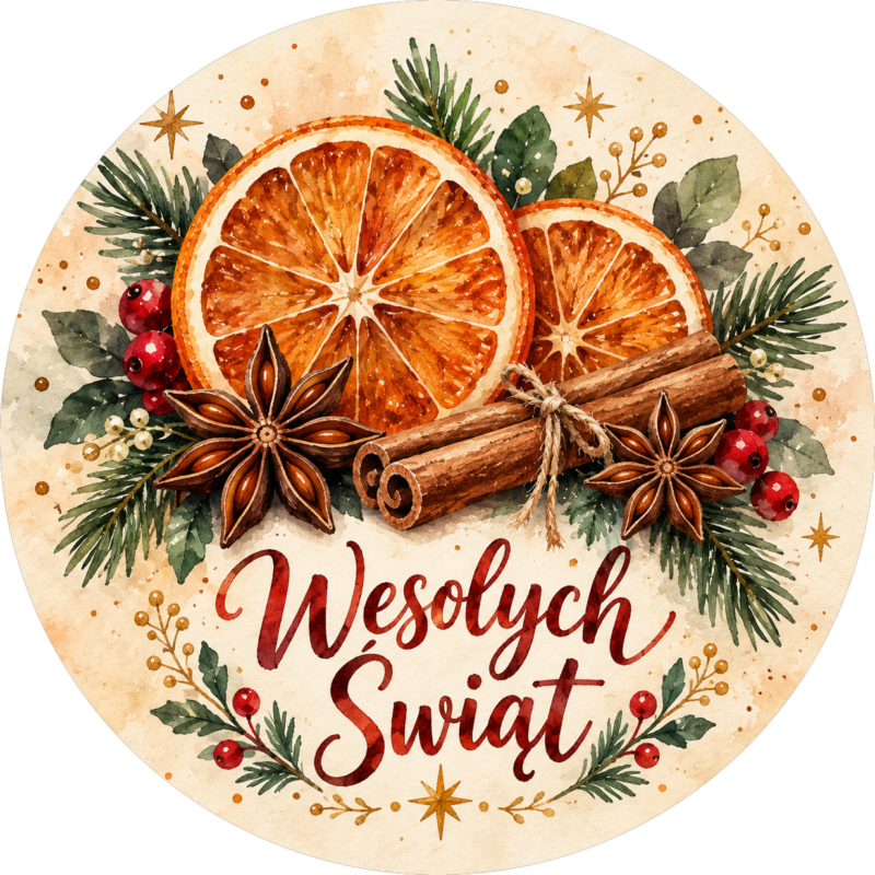 naklejki na boże narodzenie pomarańcza i cynamon